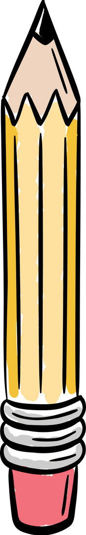 Transparent Pencil Illustration with Eraser on Clear Background