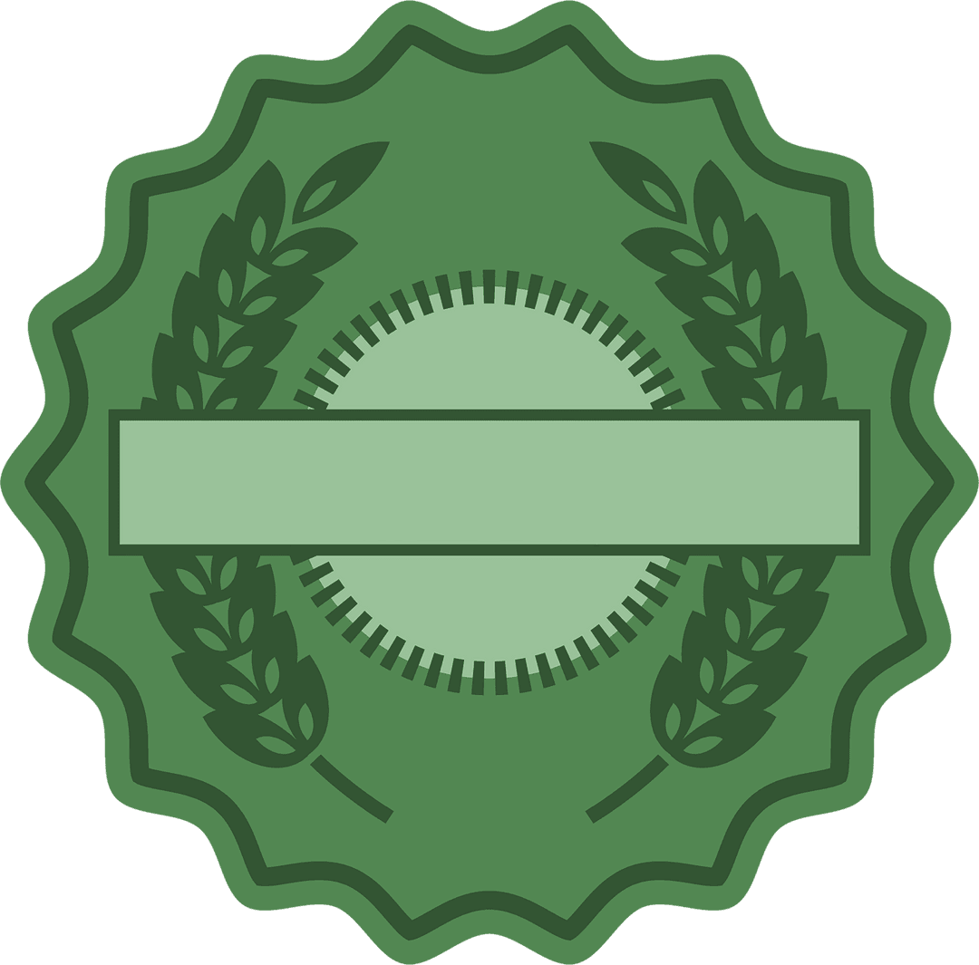Green Badge with Cereal Design on Transparent Background