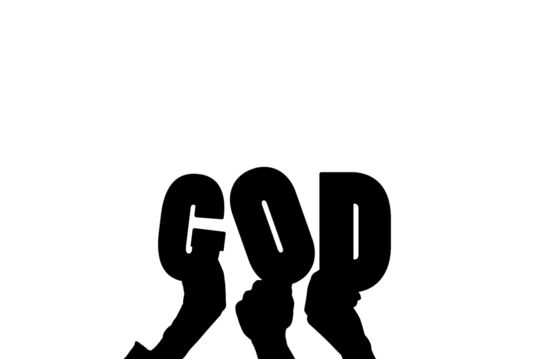 Transparent Spiritual Hands Symbol with 'God' Text