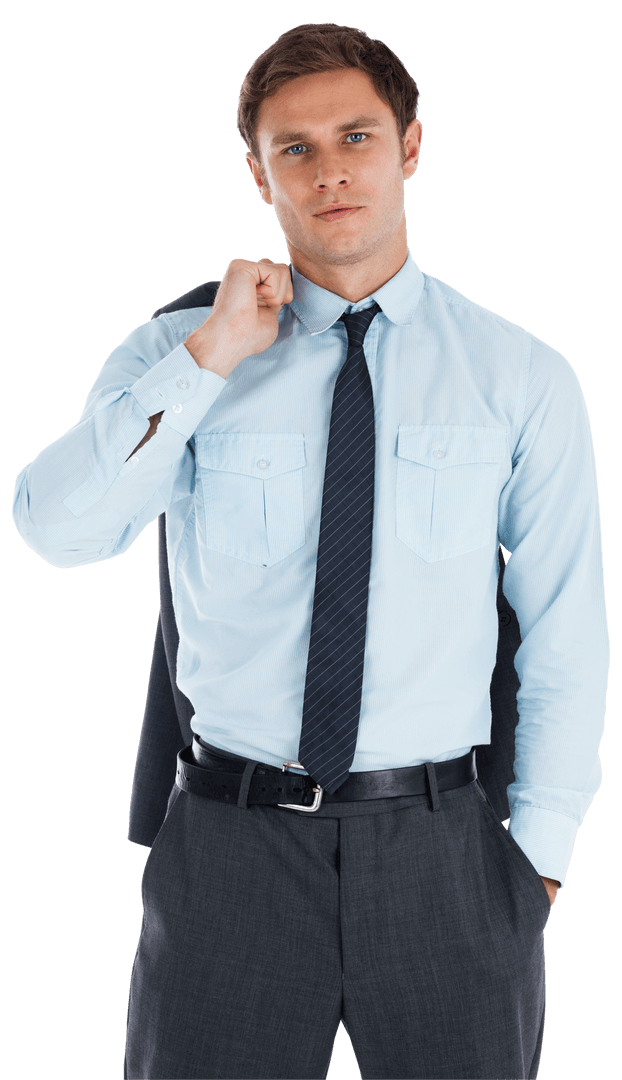 Transparent Businessman Holding Jacket Dressing Smart