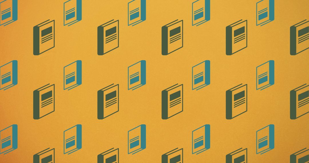 Colorful Book Icons on Orange Background for Book Lovers