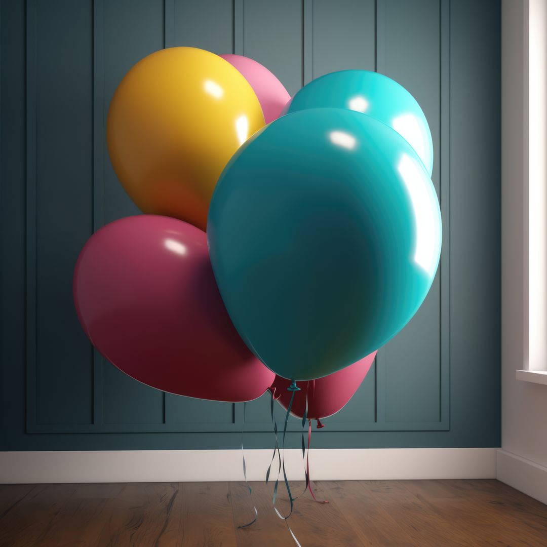 Colorful Balloons in Minimalist Room - Free Images, Stock Photos and Pictures on Pikwizard.com