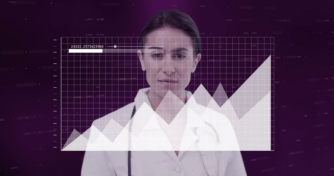 Female Doctor Analyzing Healthcare Data with Rising Graph