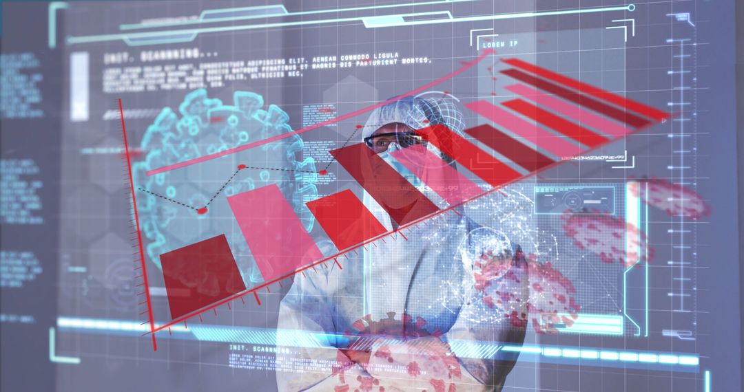 Healthcare Worker Analyzing COVID-19 Data with Statistical Graphics