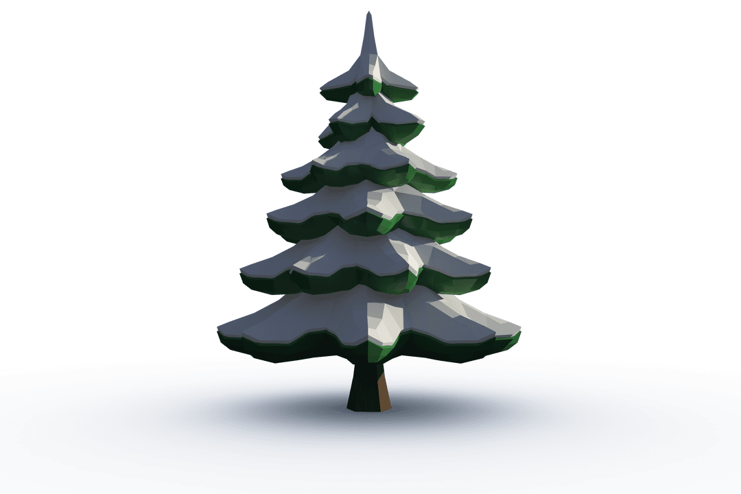 Snow Covered Christmas Tree on Transparent Background