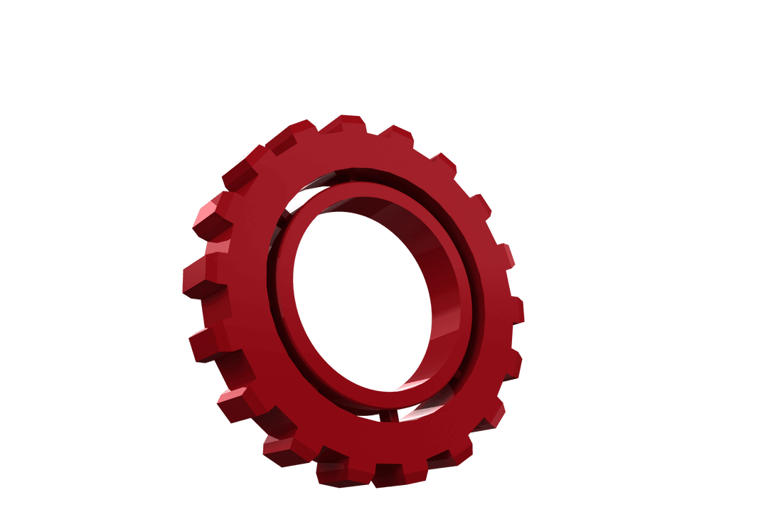 Transparent Red Gear Symbol of Precision and Industry