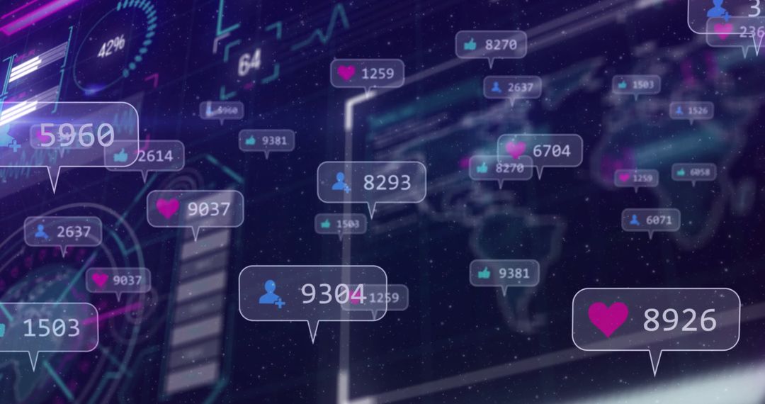 Futuristic Virtual Dashboard with Global Social Media Analytics