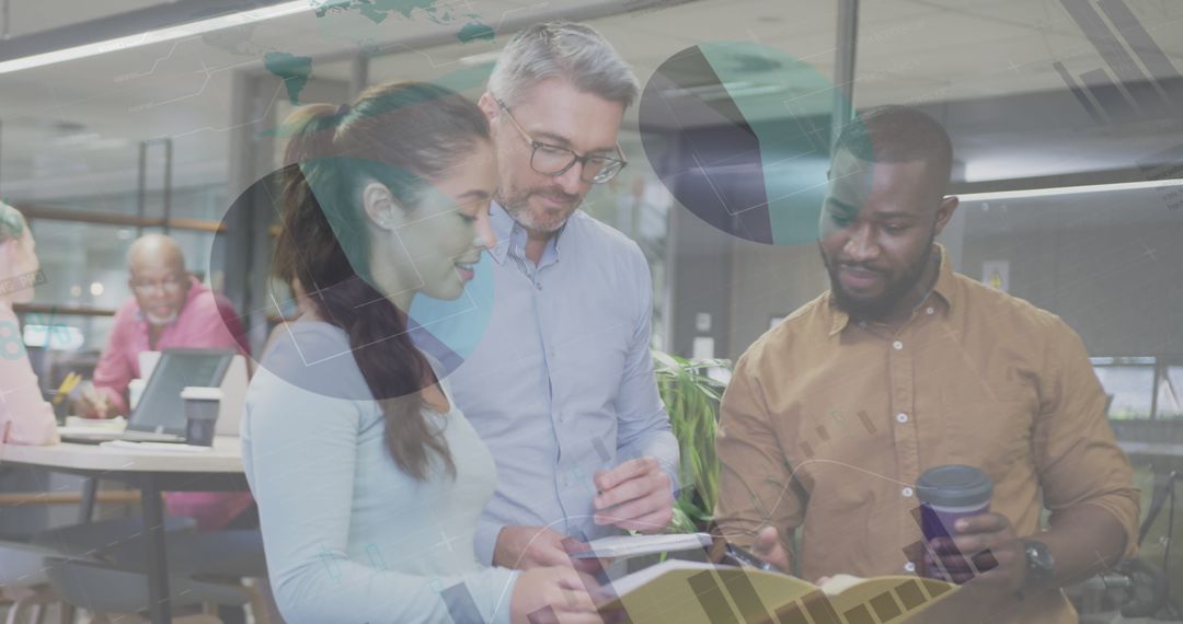 Diverse Business Team Analyzing Financial Data at Modern Office