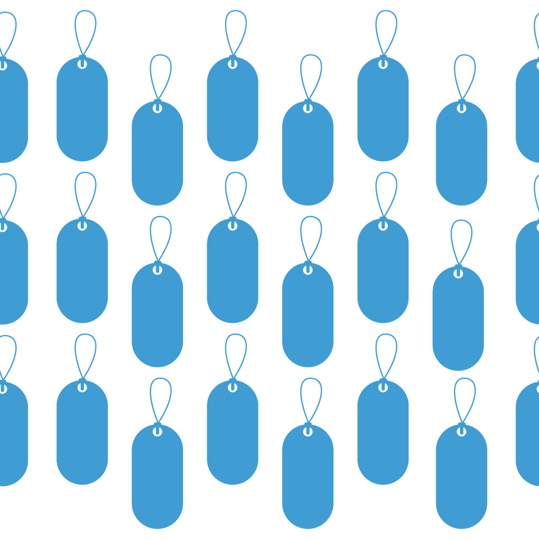 Blue Price Tags Outline on Transparent Background Vector