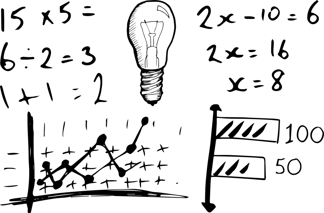 Transparent Light Bulb with Mathematical Formulas Inked Inside