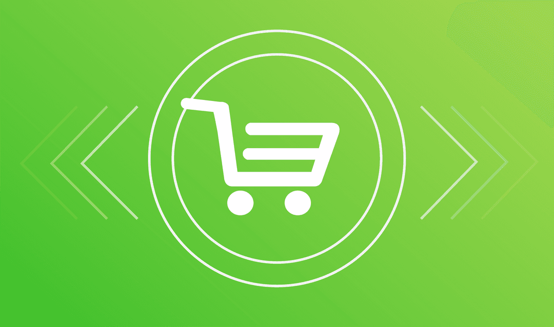 Shopping Cart Icon in Transparent Design on Green Background
