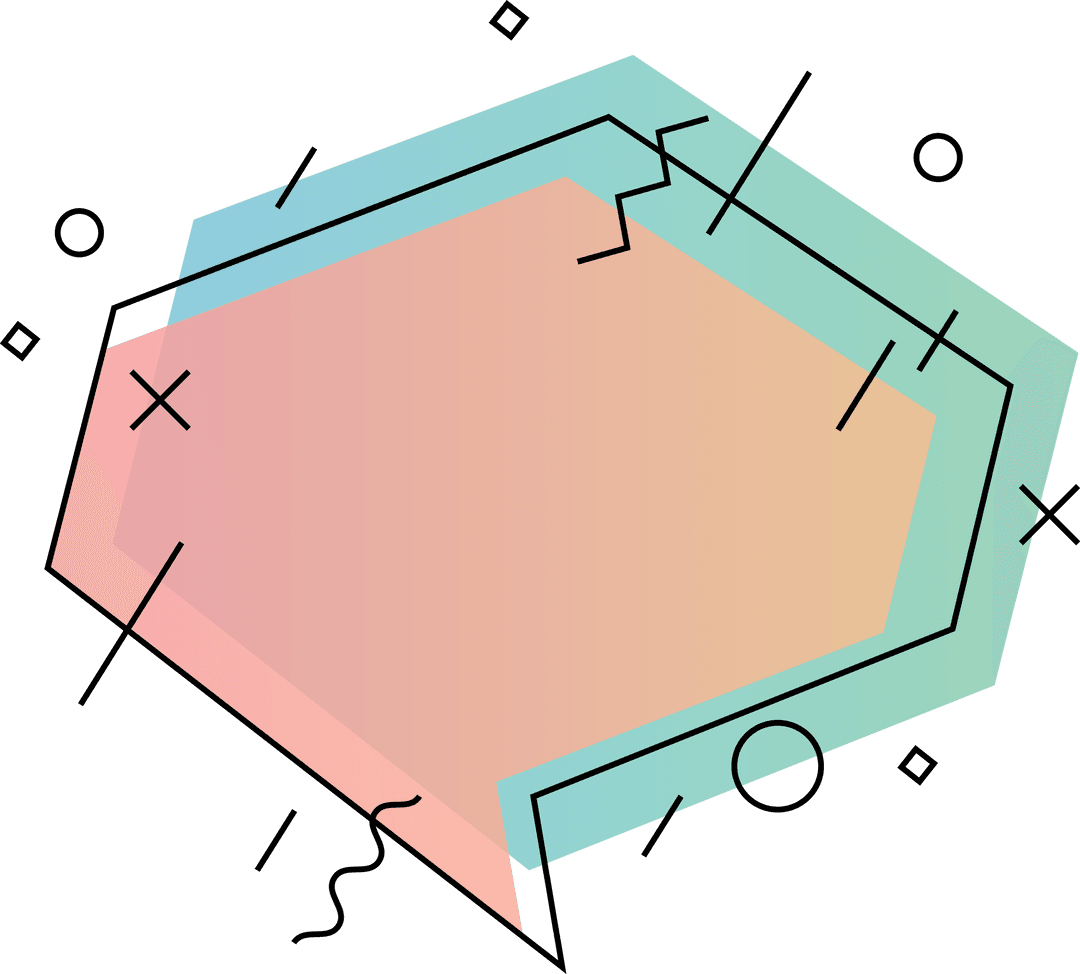 Colorful Speech Bubble with Abstract Iconography on Transparent Background