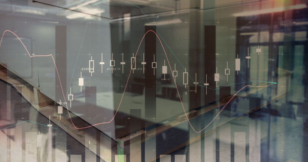 Global Business Concept with Data Interface Over Office Background