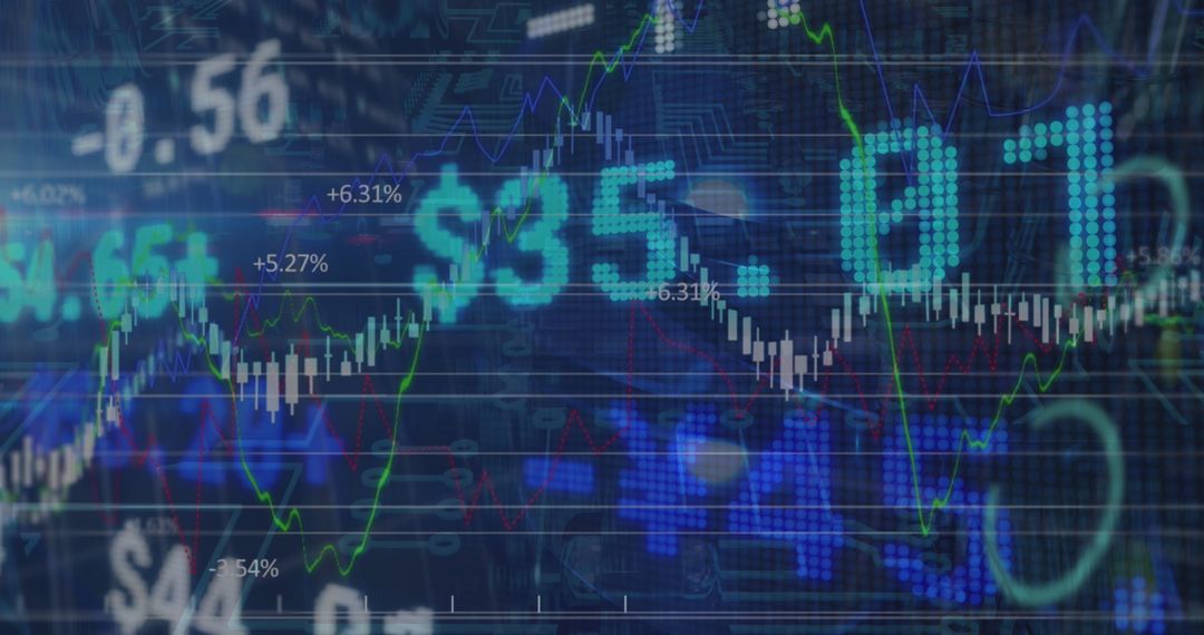 Digital Stock Market Display with Graphs and Data Analytics