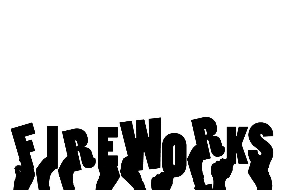 Digital Hand-Drawn Fireworks Text on Transparent Artwork