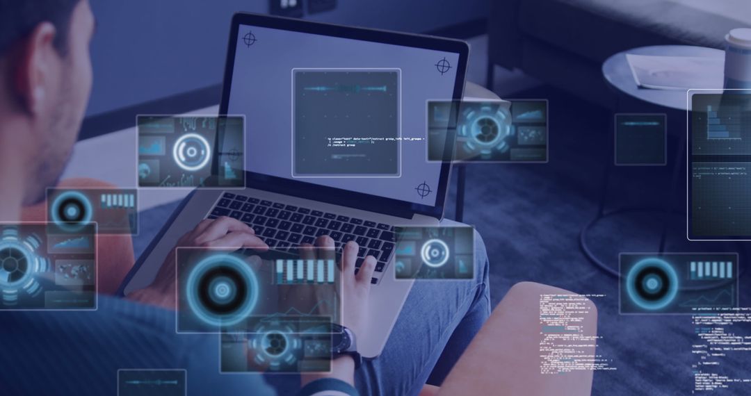 Businessman Analyzing Data Visualizations with Laptop