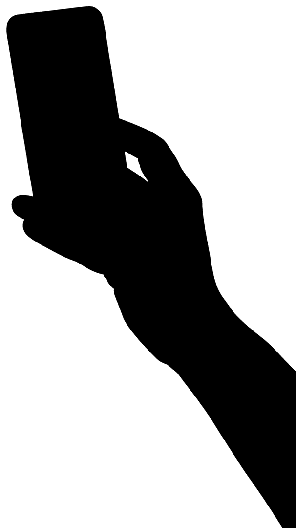 Silhouette of Hand Holding Smartphone, Transparent Background