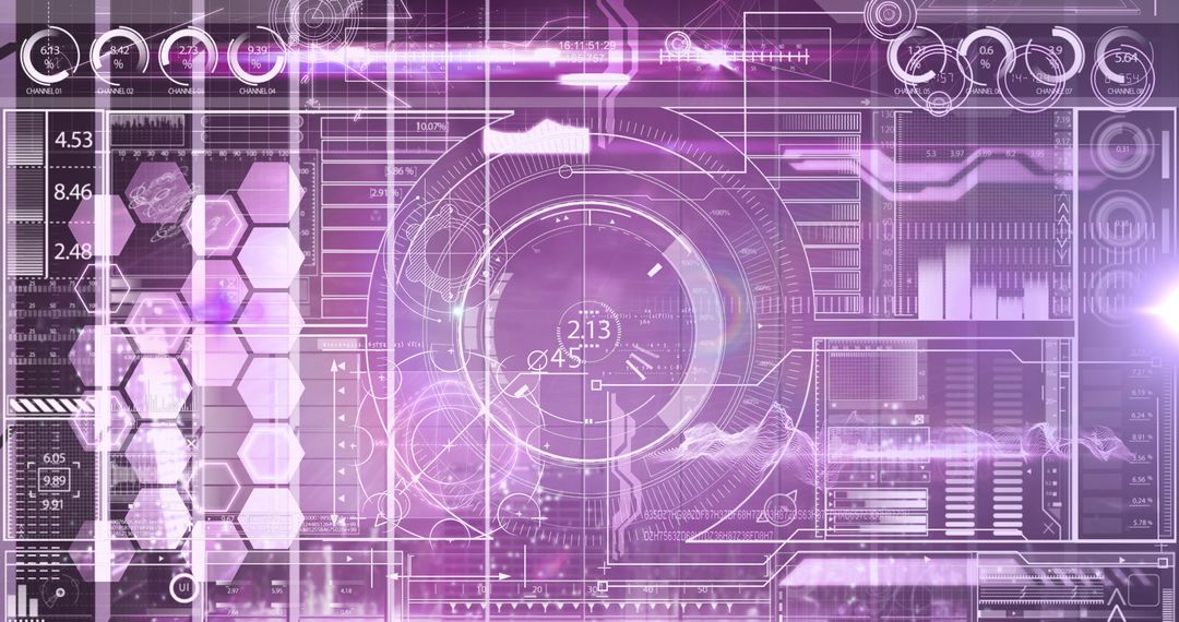 Futuristic Digital Interface with Abstract Holographic Display