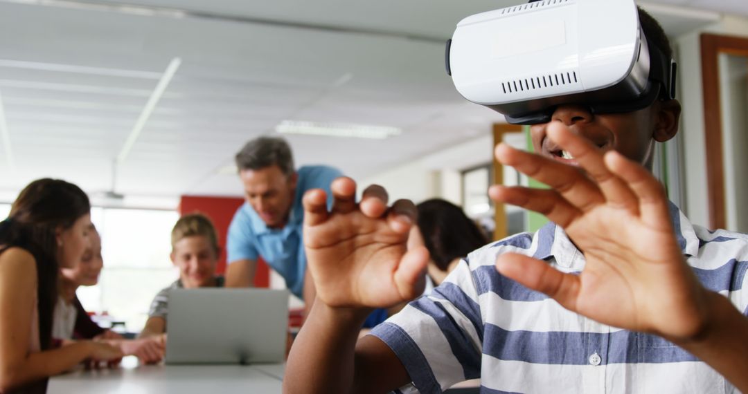 Students Using Virtual Reality in Classroom - Free Images, Stock Photos and Pictures on Pikwizard.com