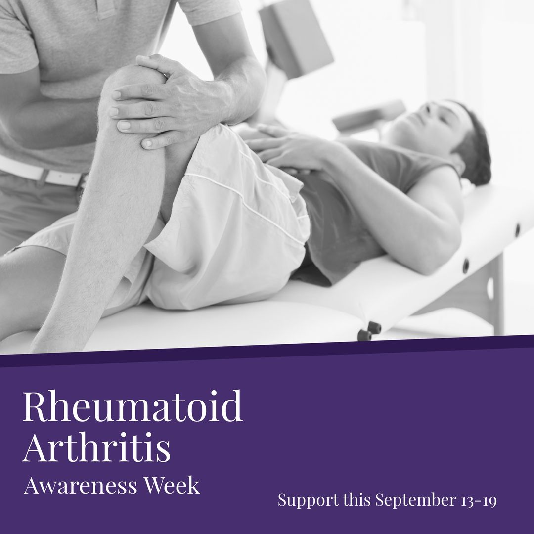 Physiotherapist Massaging Man's Leg to Raise Awareness for Rheumatoid Arthritis Week - Download Free Stock Templates Pikwizard.com
