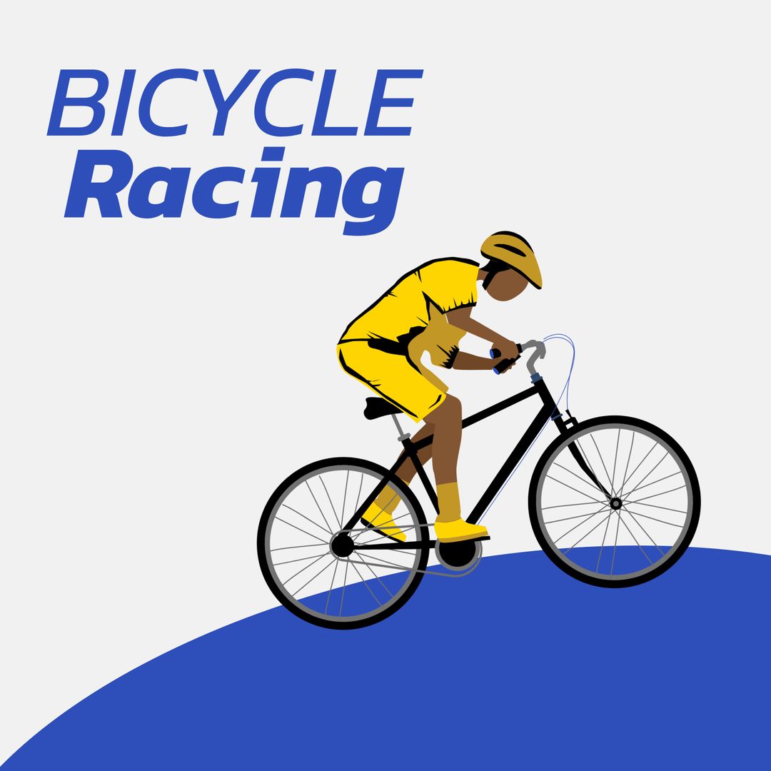 Cyclist Racing Uphill in Colorful Yellow Gear
