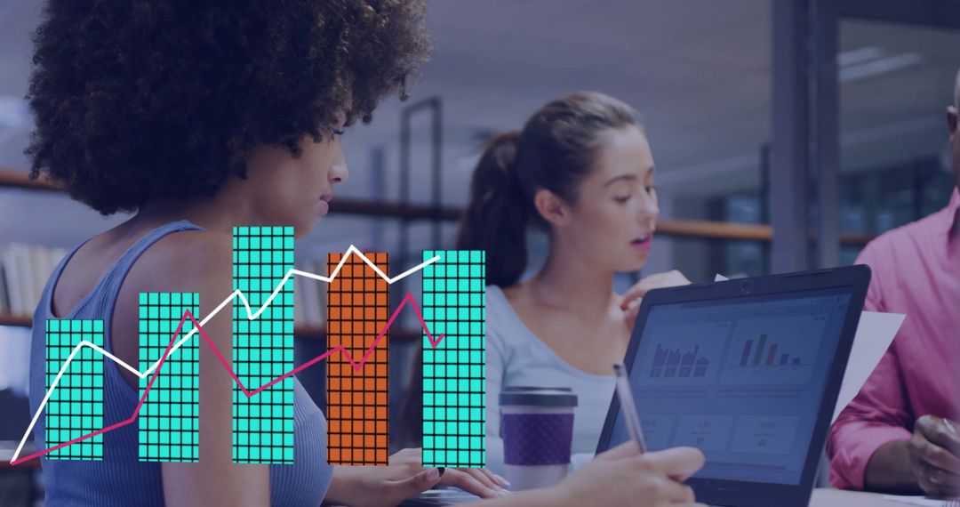 Diverse Team Analyzing Digital Financial Data in Modern Office Space