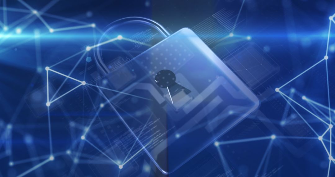 Digital Cybersecurity Concept with Padlock and Network