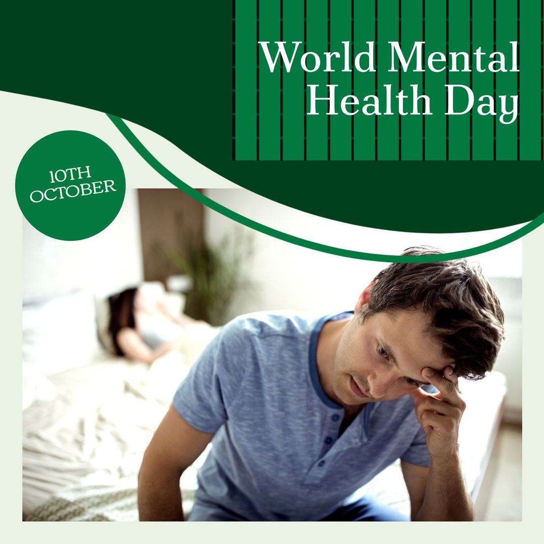 World Mental Health Day Concept with Thoughtful Man