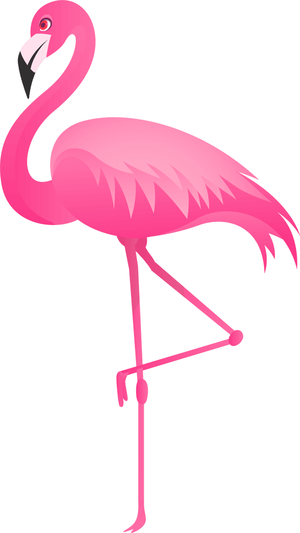 Elegant Stylized Pink Flamingo on Transparent Background