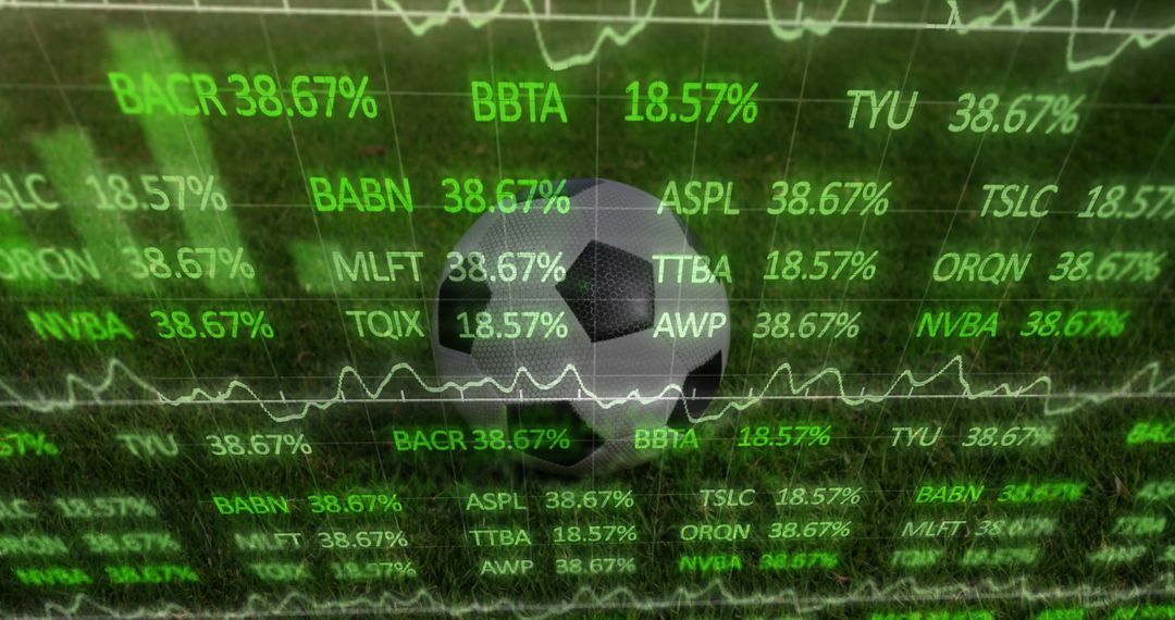 Soccer Ball with Stock Data Overlay Blending Sports and Finance