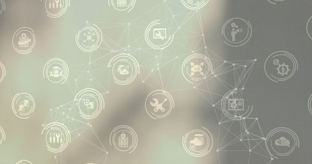 Digital Network with Business Icons Overlay