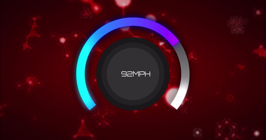 Digital Velocity Meter Display on Red Background