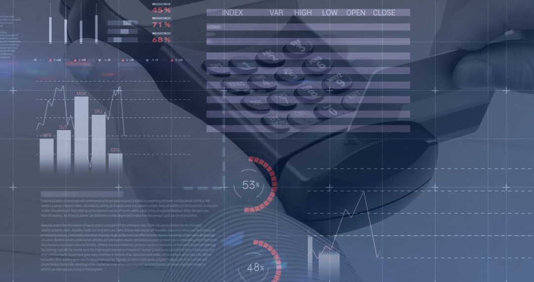 Financial Data Analytics Overlay on Shop Interior with Technology Concept