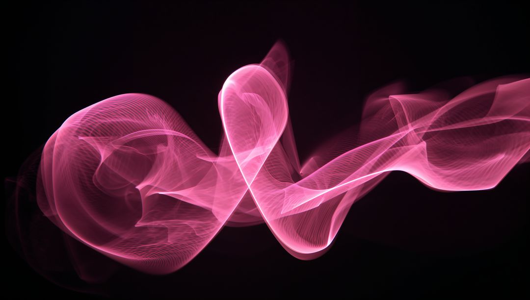 Glowing Pink Ribbons Creating Abstract Loops in Dark Void