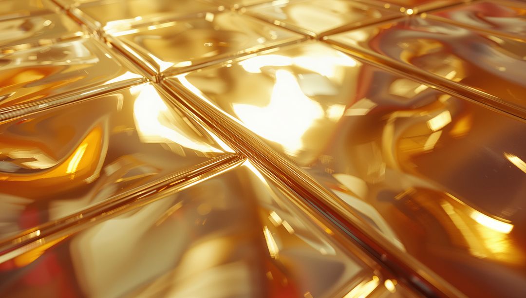 Abstract Reflective Gold Tile Surface with Geometric Design