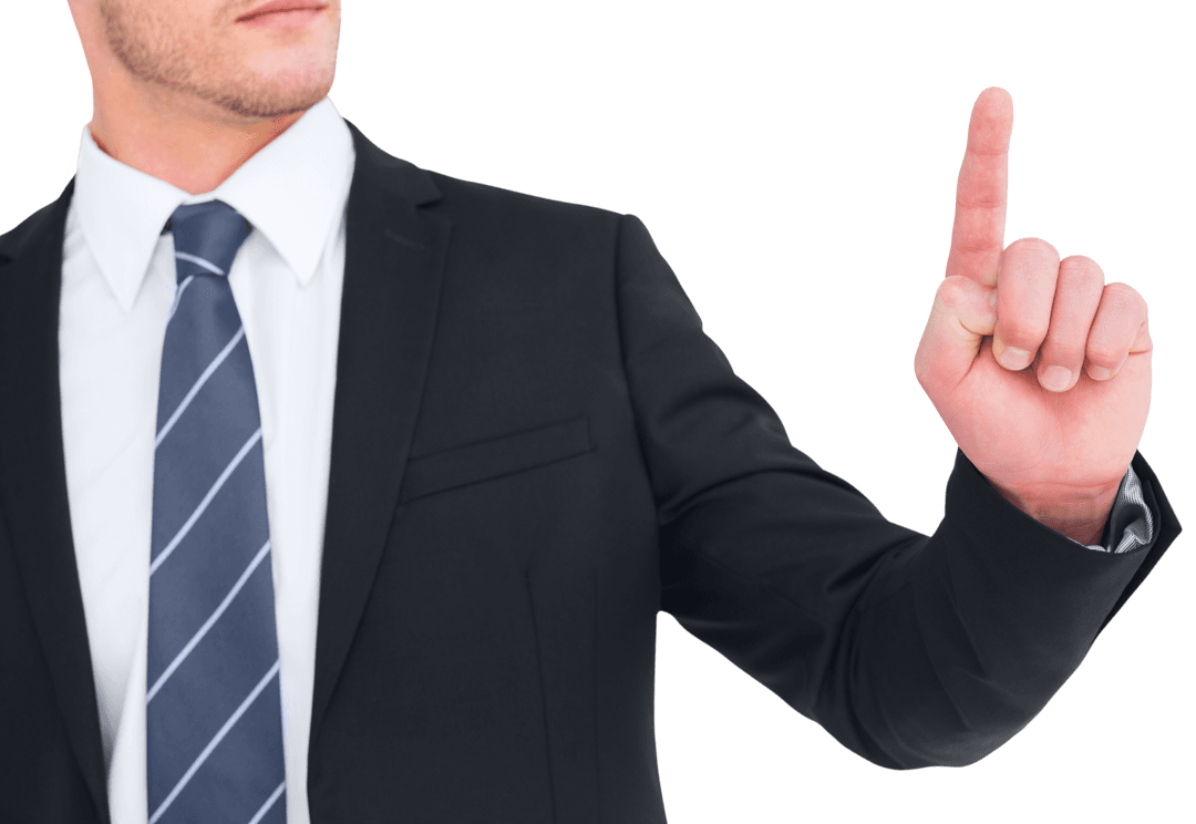 Businessman Pointing Finger with Serious Expression Transparent
