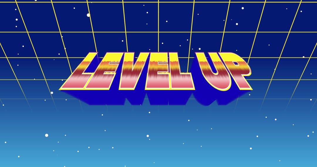 Retro Video Game Graphic Design with Level Up Message