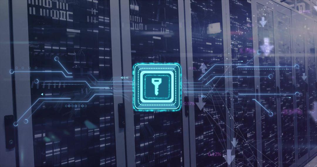 Digital Security Key Interface Over Server Station Graphic
