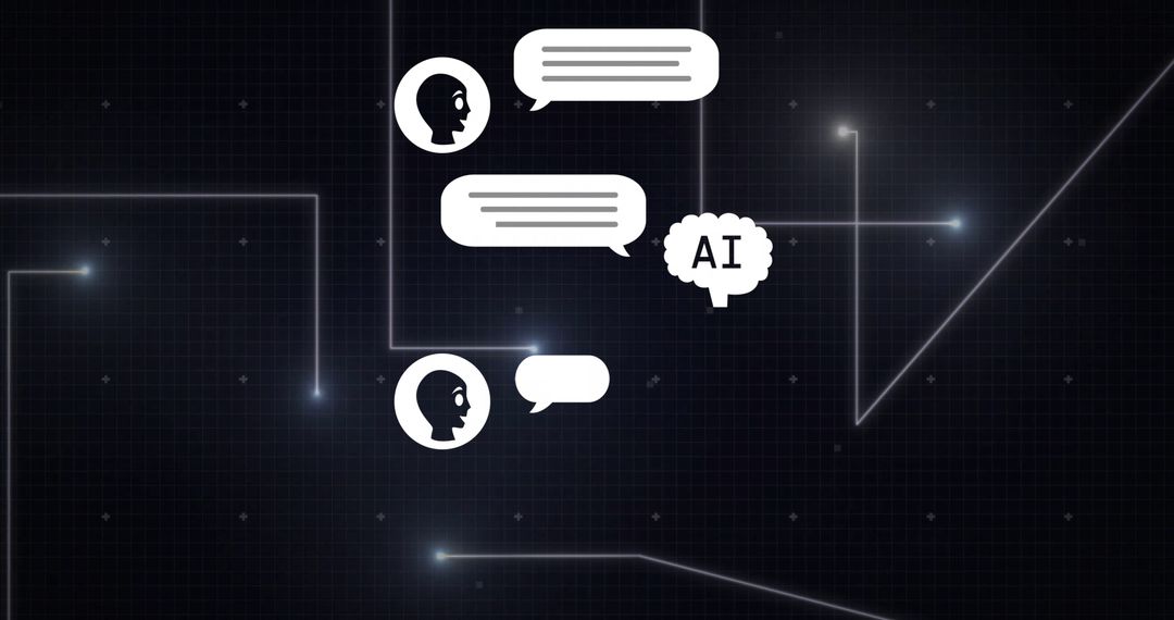 Digital Chatbot Illustration with AI Speech Bubbles