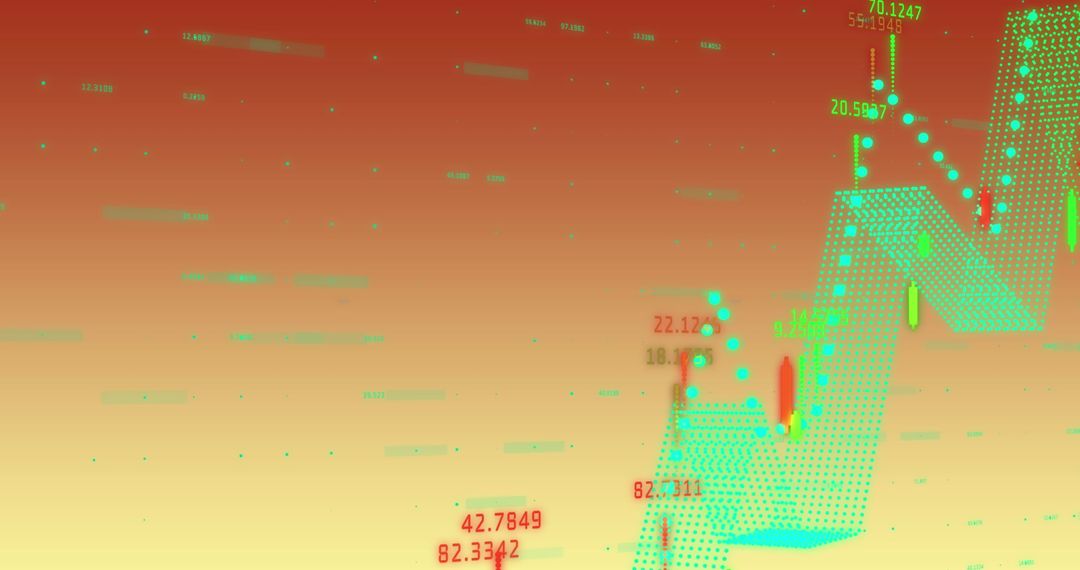 Futuristic Data Visualization with Rising Graphs on Orange Background