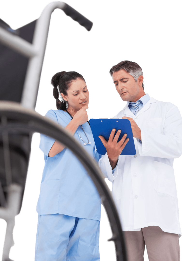 Doctor and Nurse Consulting on Transparent Background