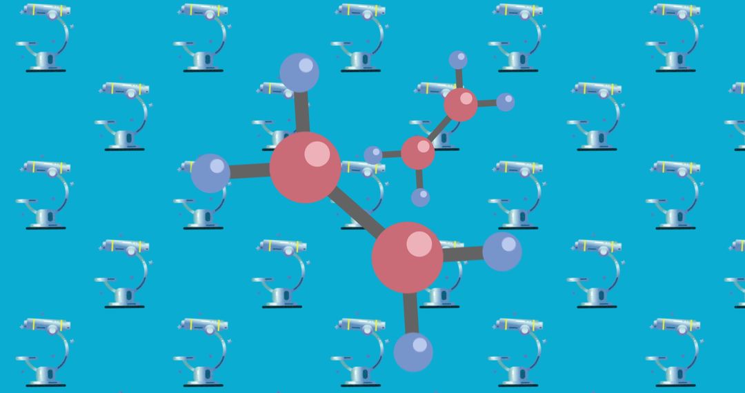 Microscope Pattern with Molecular Structure Illustration