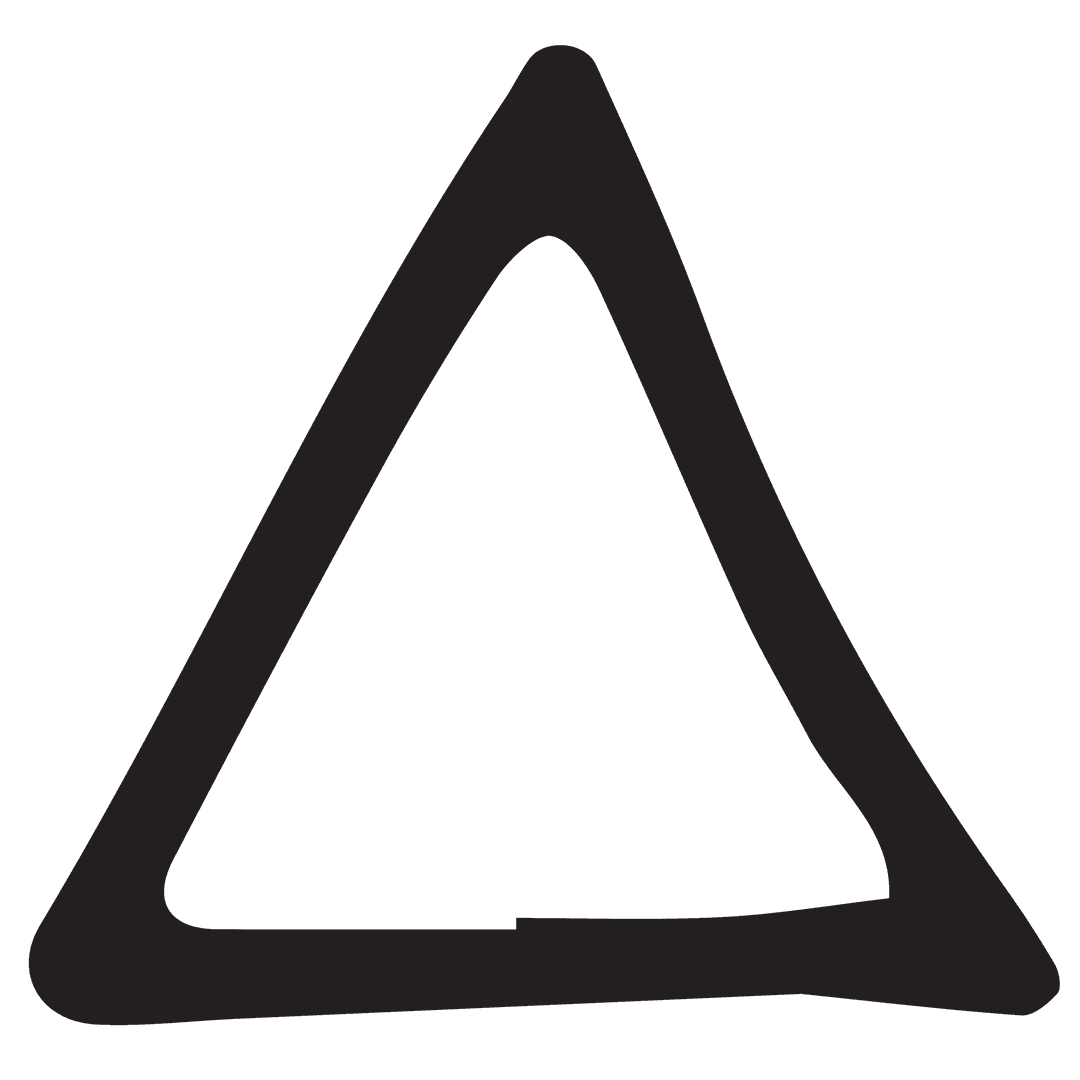 Black Hand Drawn Triangle Outline on Transparent Background