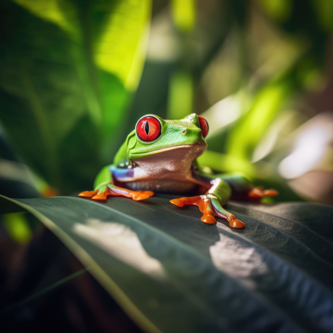 Close up of red eyed tree frog on leaf, created using generative ai technology - Free Images, Stock Photos and Pictures on Pikwizard.com