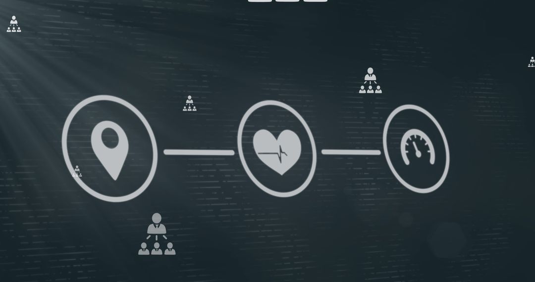 Digital Interface with Media Icons on Green Background