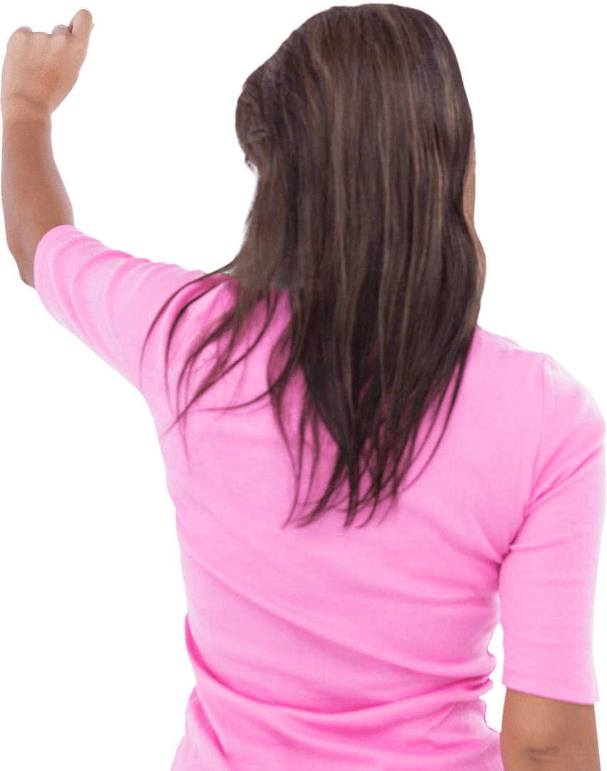Rear View of Woman Transparent Background Writing Gesture