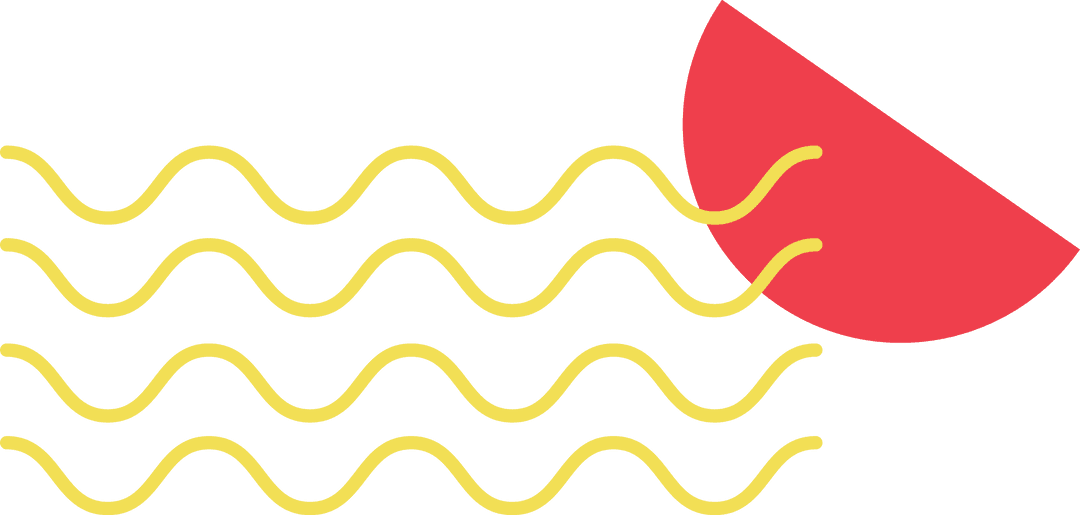 Abstract Minimalist Red Sun and Yellow Waves on Transparent Background
