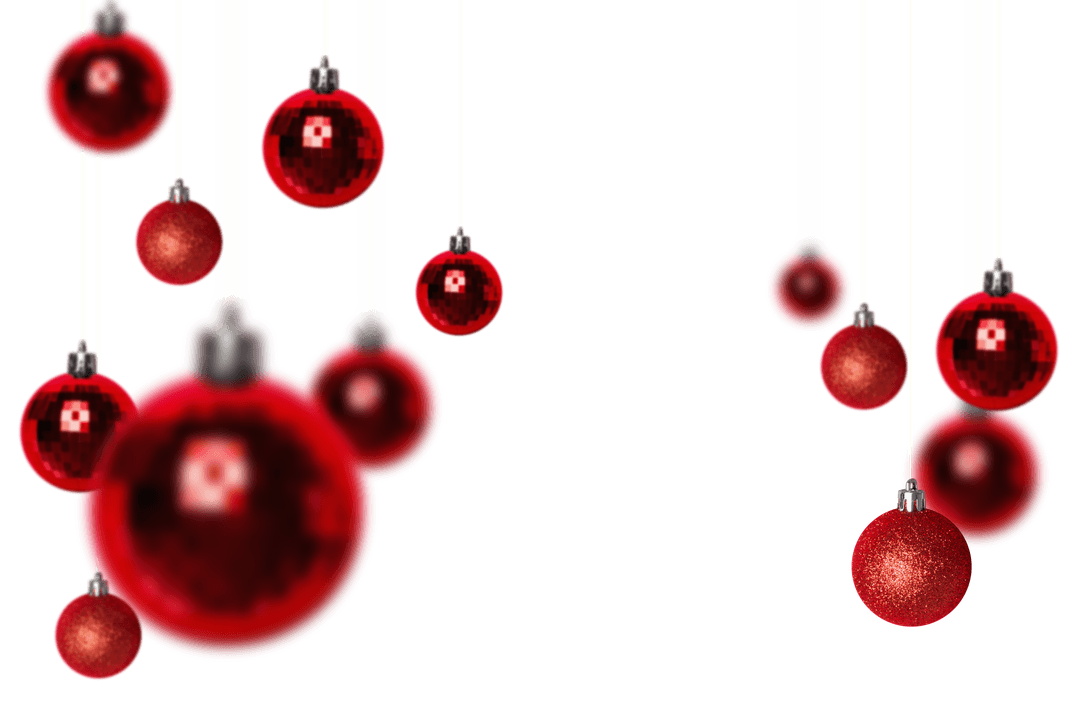 Festive Red Christmas Ornaments on Transparent Background Vector Art