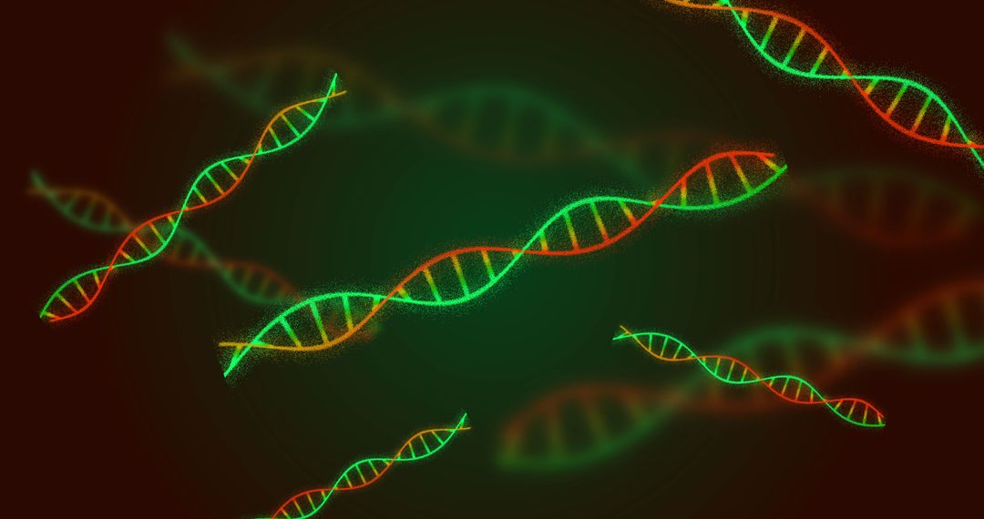 Digital DNA Structure Glowing on Green Background