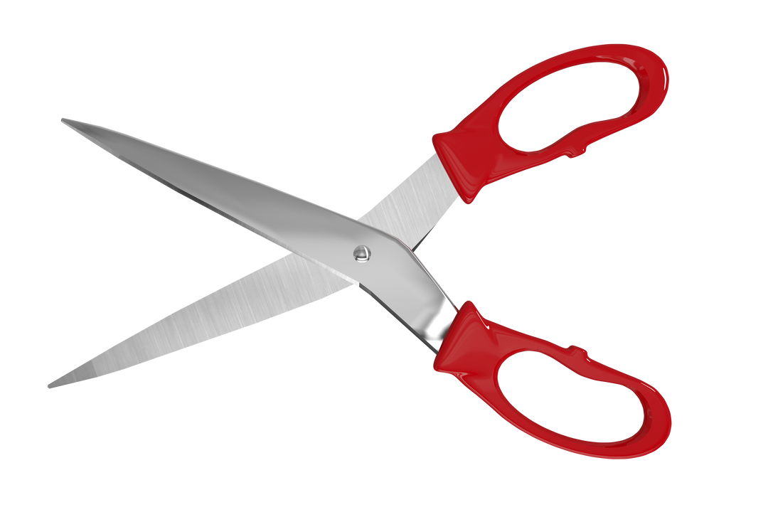 Close-up of open transparent red scissor with isolated background - Download Free Stock Images Pikwizard.com